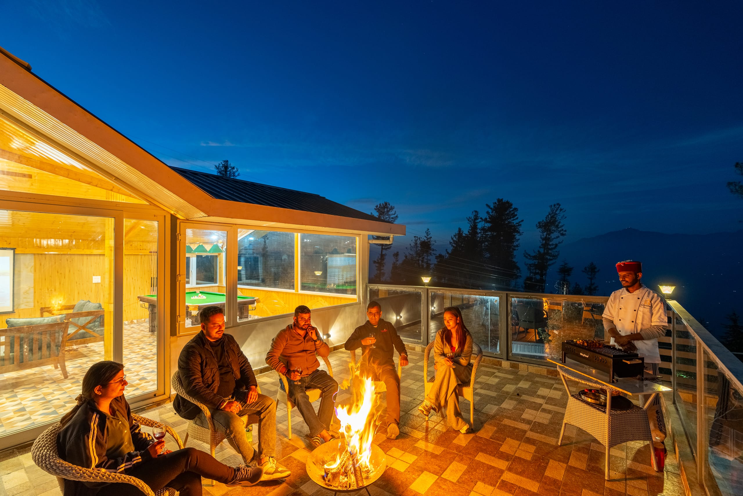 Sunset over mountain property