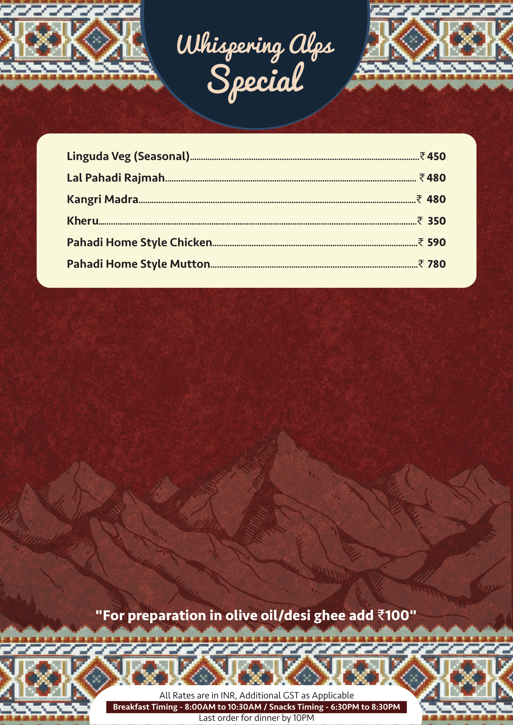 The Whispering Alps Menu - Page 7
