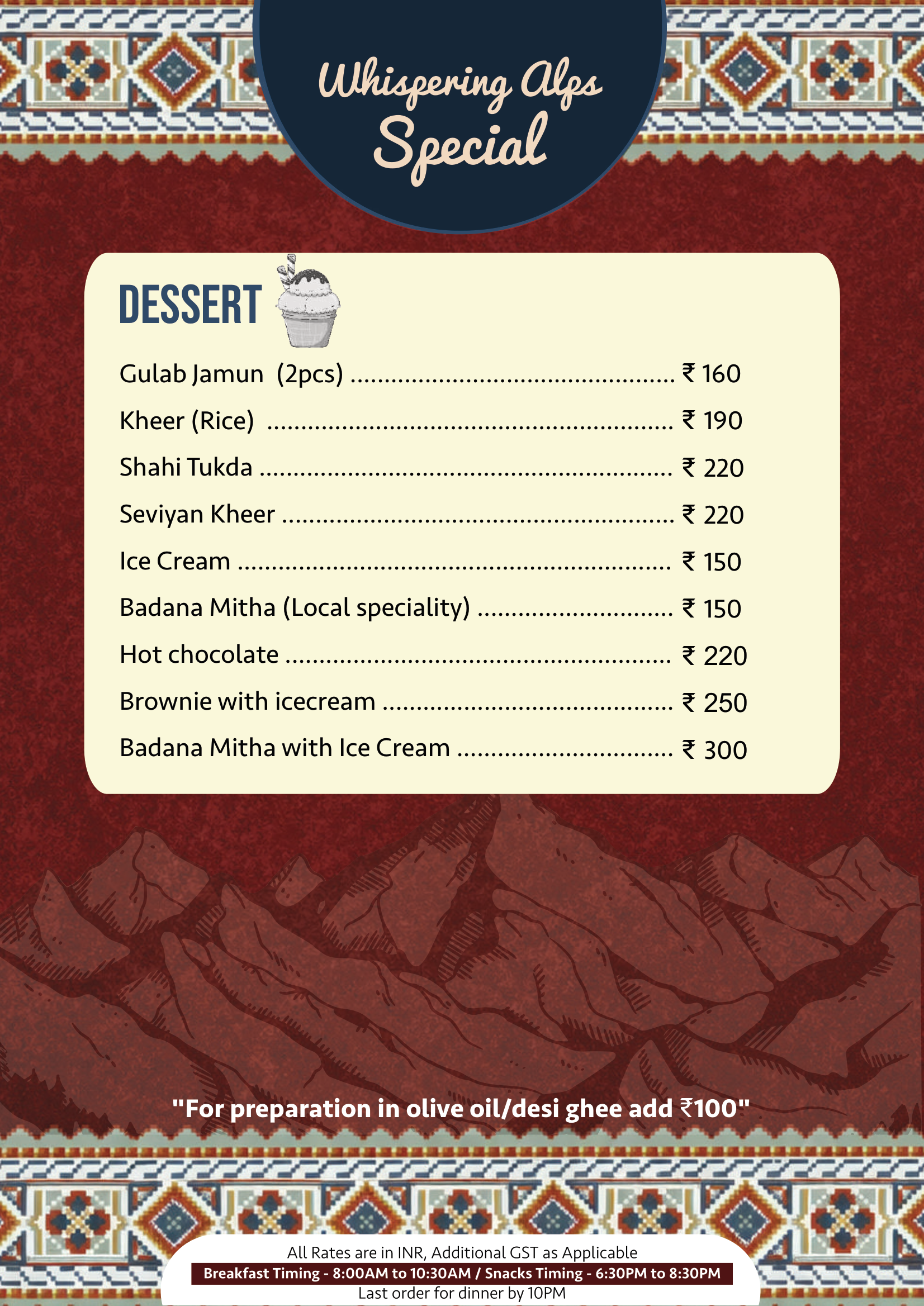 The Whispering Alps Menu - Page 8
